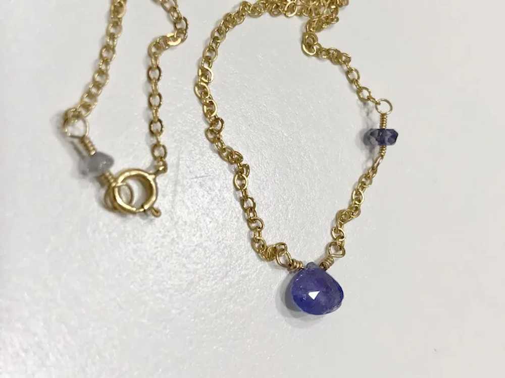 Tanzanite Solitaire necklace Gold filled Iolite d… - image 3