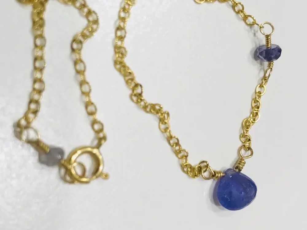 Tanzanite Solitaire necklace Gold filled Iolite d… - image 4