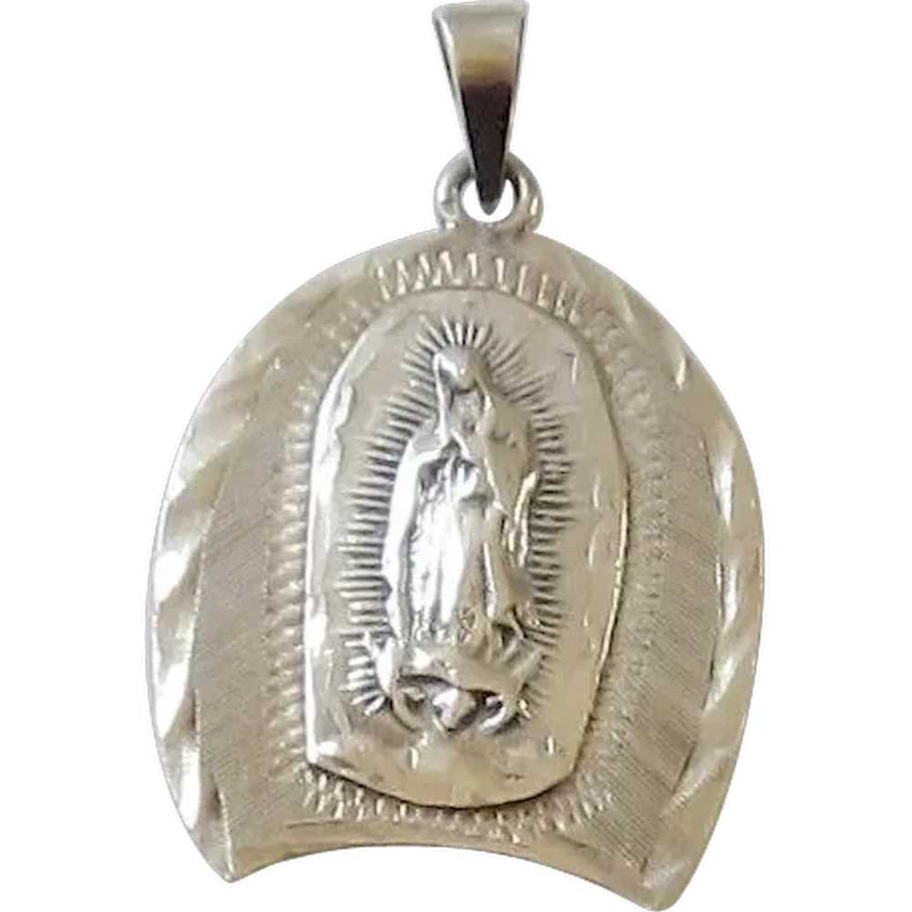 Sterling Silver Religious Medal Madonna / Blessed… - image 1