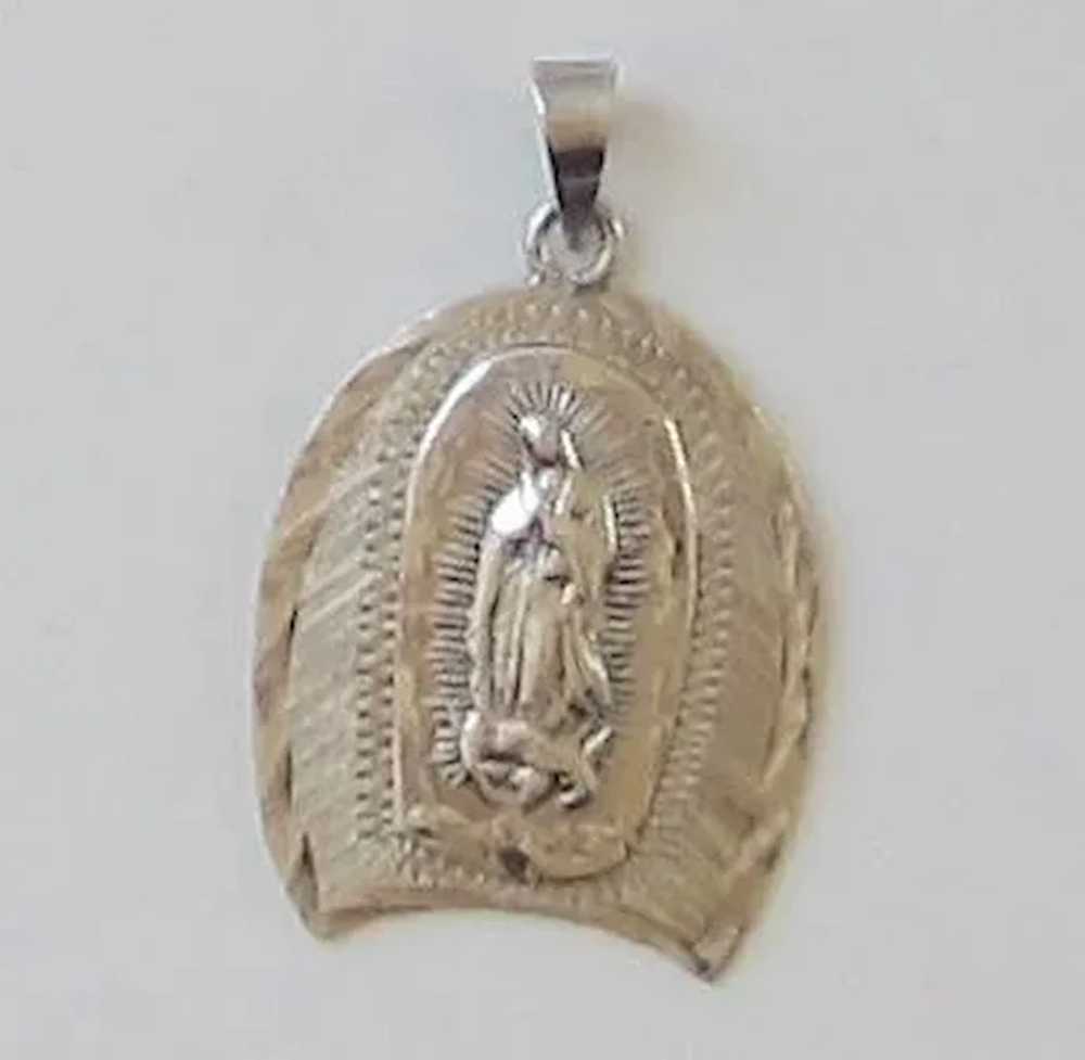 Sterling Silver Religious Medal Madonna / Blessed… - image 3