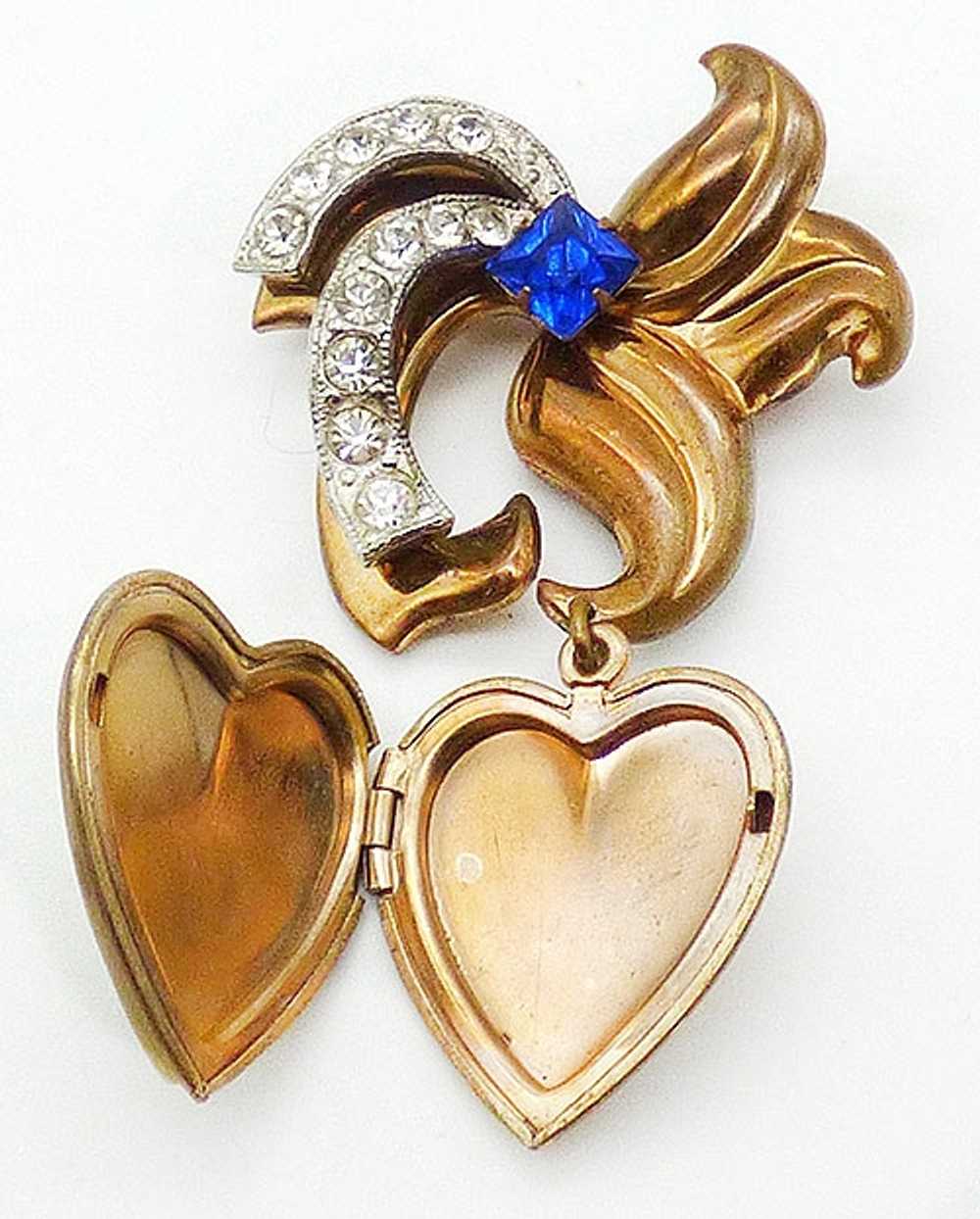 Retro Bow Heart Locket Lapel Pin - image 2