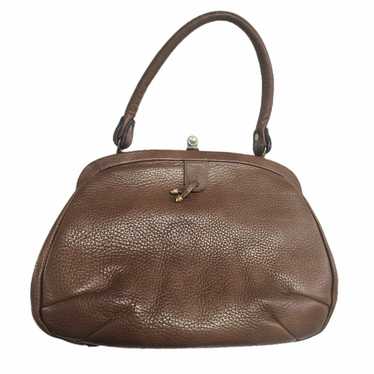 Vintage Vintage Leather Brown Handbag Purse Gold … - image 1
