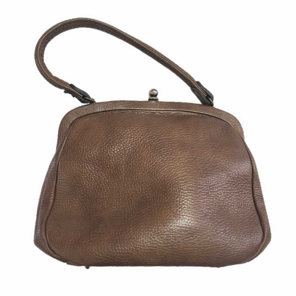 Vintage Vintage Leather Brown Handbag Purse Gold … - image 2