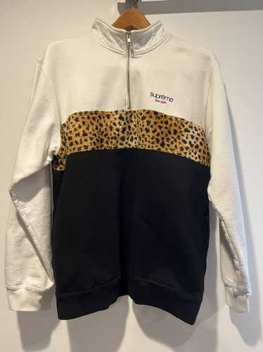 SUPREME LEOPARD PANEL HALF ZIP SWEATSHIRT LARGE FW18 … - Gem