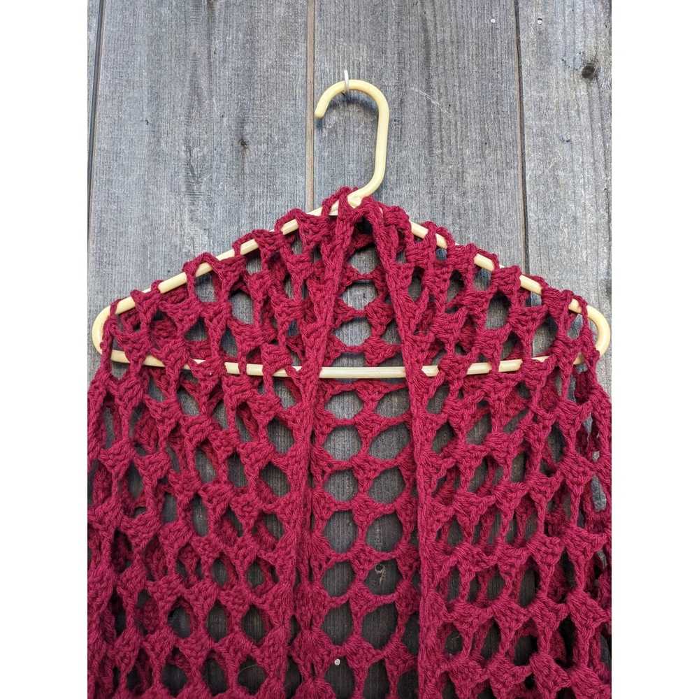 Handmade Vintage handmade crochet magenta shawl - image 3