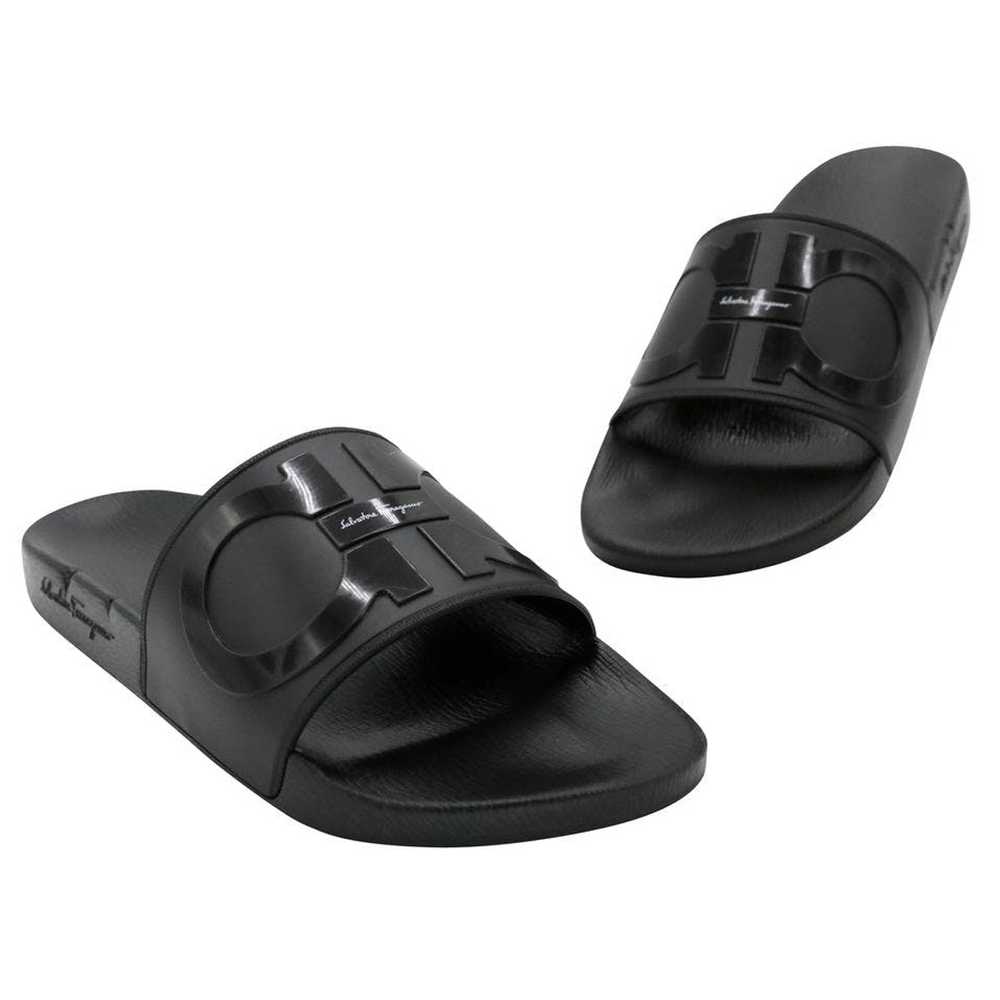 Salvatore Ferragamo Gancini Rubber Slide On Sanda… - image 1