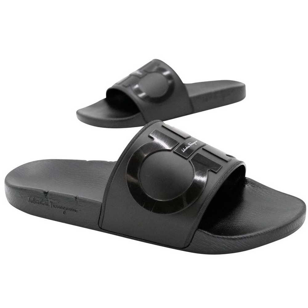 Salvatore Ferragamo Gancini Rubber Slide On Sanda… - image 2