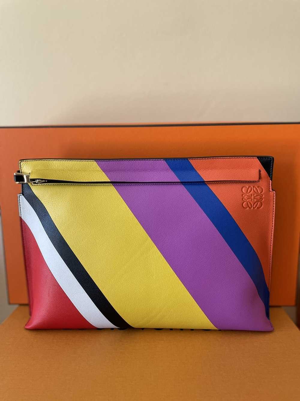 Loewe Loewe multicolor stripe large clutch - image 12