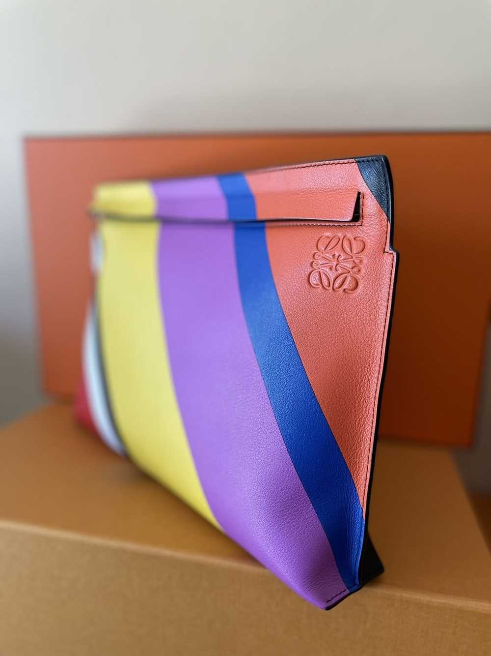 Loewe Loewe multicolor stripe large clutch - image 5