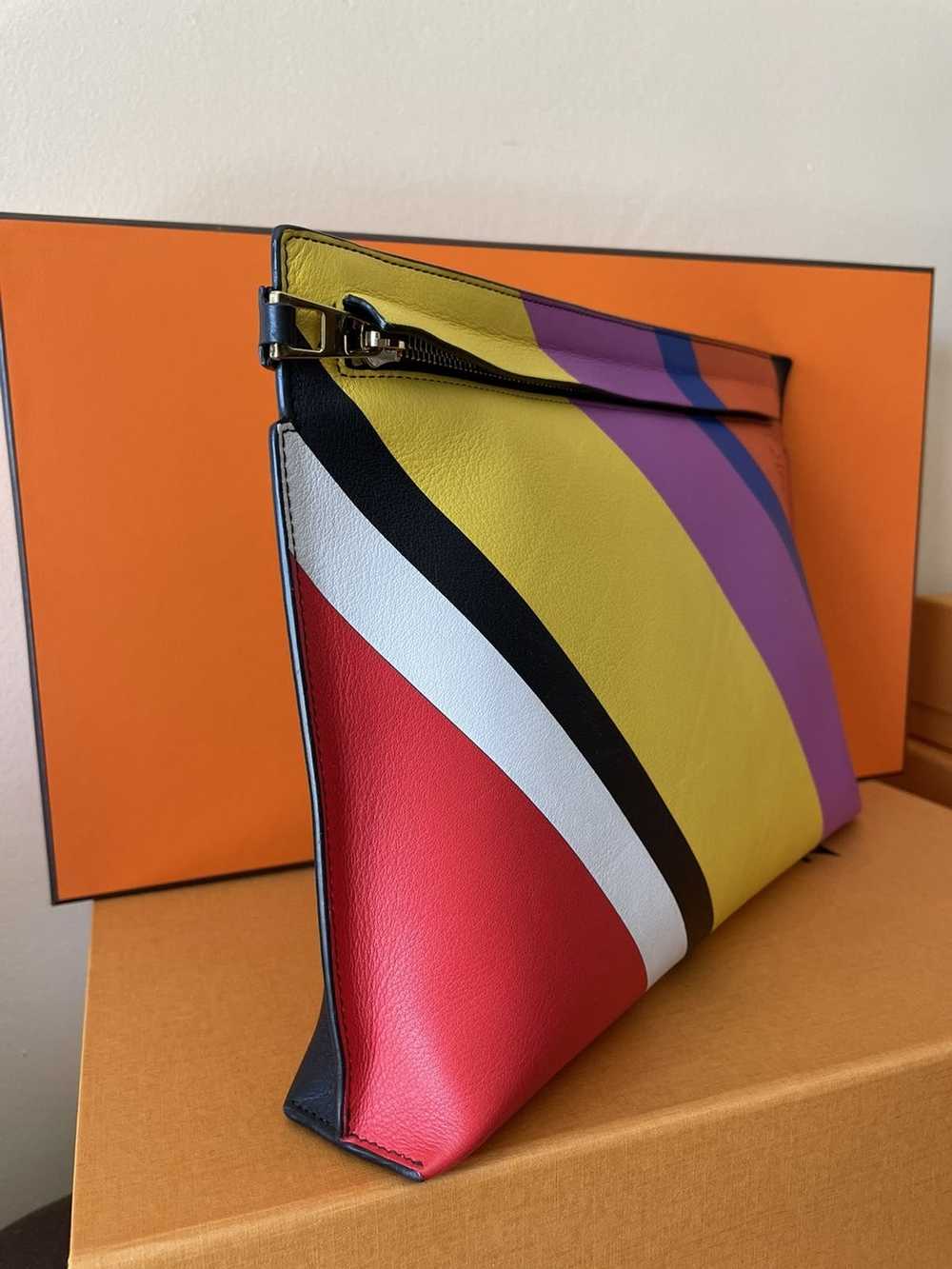 Loewe Loewe multicolor stripe large clutch - image 6