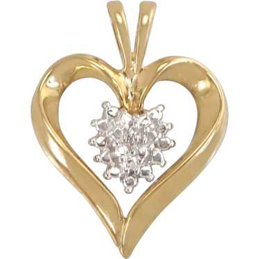 10K Yellow Gold .02ct Genuine Diamond Heart Penda… - image 1