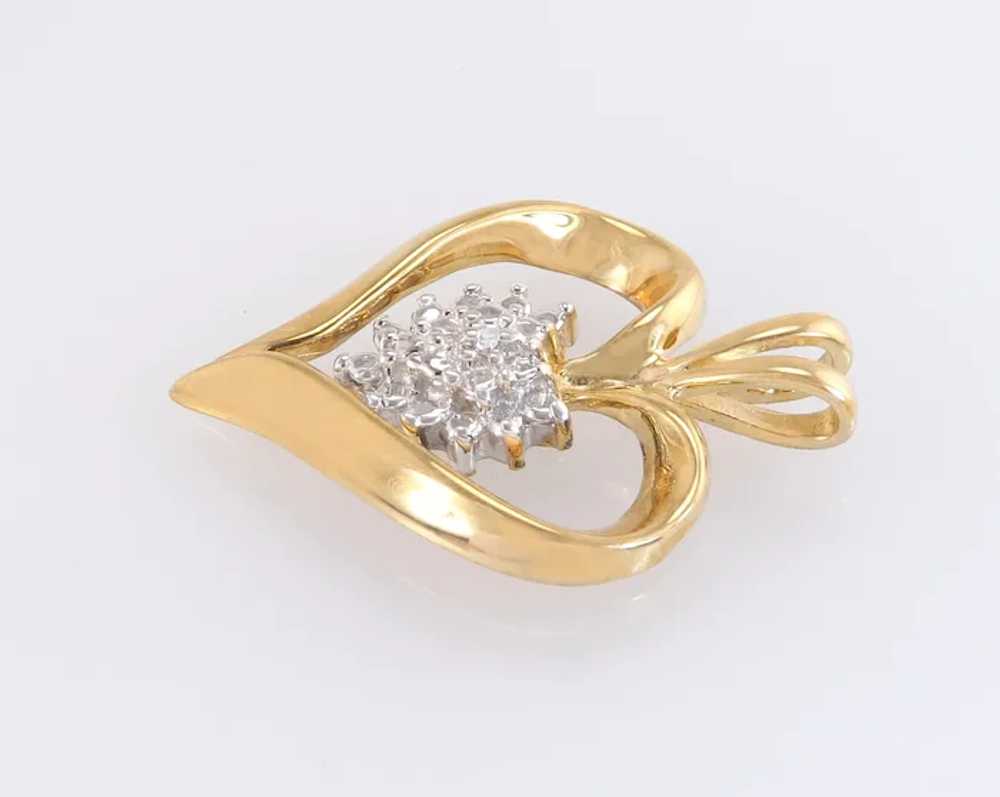 10K Yellow Gold .02ct Genuine Diamond Heart Penda… - image 2