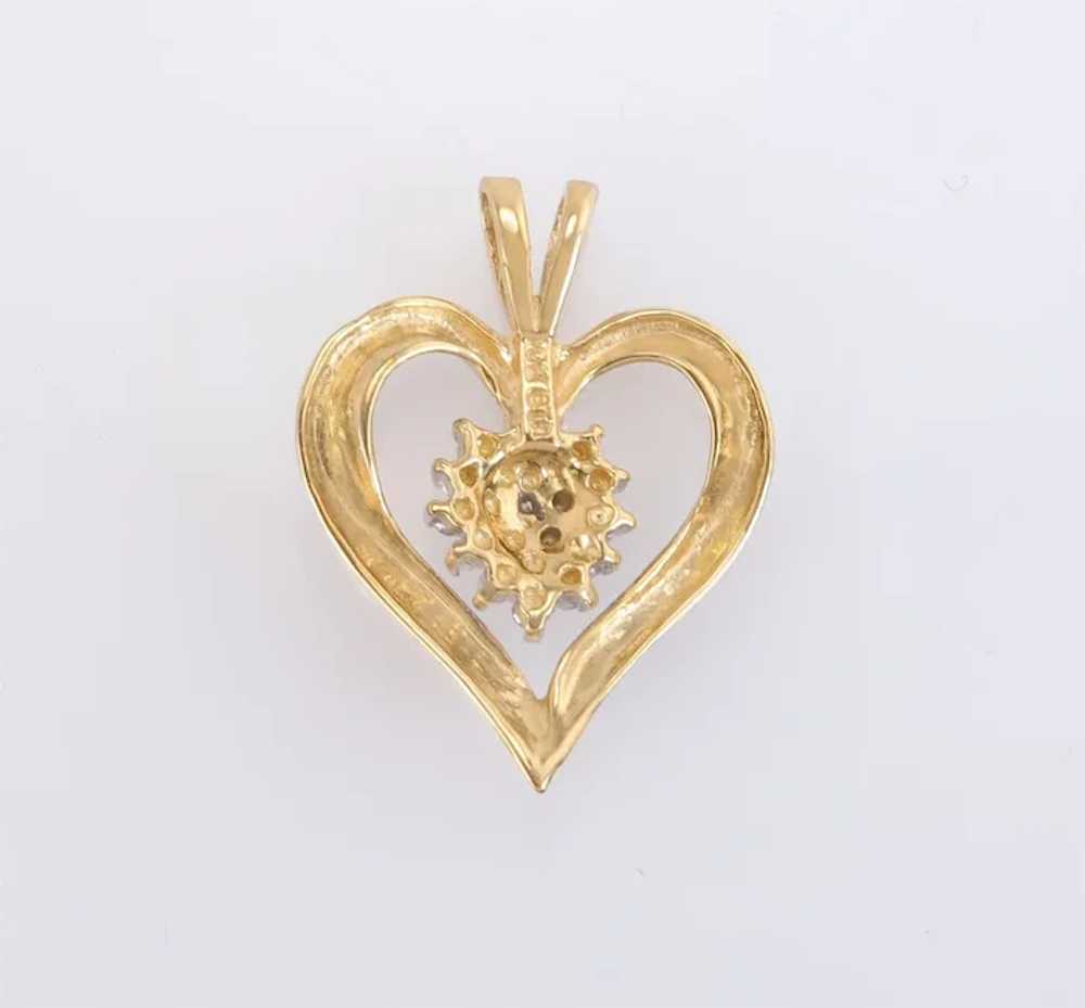 10K Yellow Gold .02ct Genuine Diamond Heart Penda… - image 3