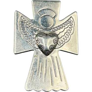 Relios Carolyn Pollack Angel Cross Solid Sterling 2024 Silver 925 Pendant & Brooch