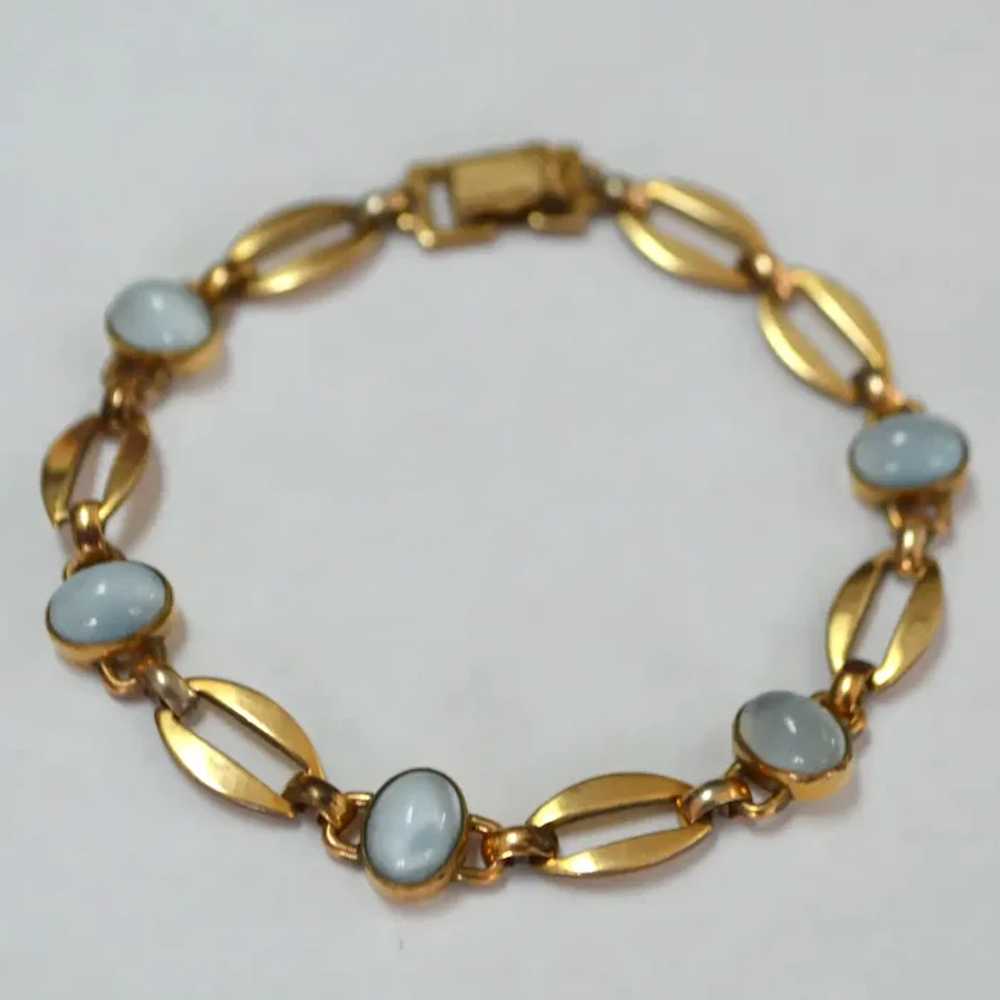 Gold Filled Faux Moonstone Bracelet - image 2