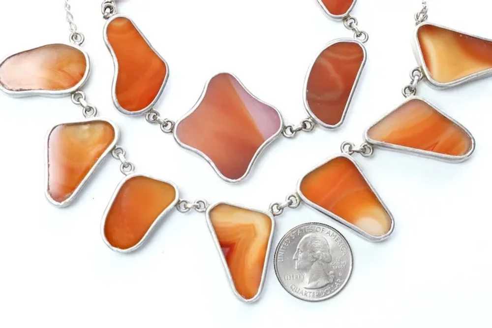 Sterling Silver .925 and Polished Agate Necklace … - image 12