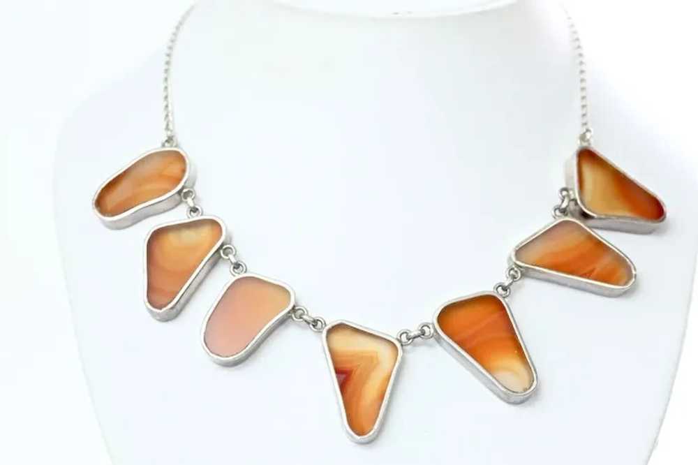 Sterling Silver .925 and Polished Agate Necklace … - image 2