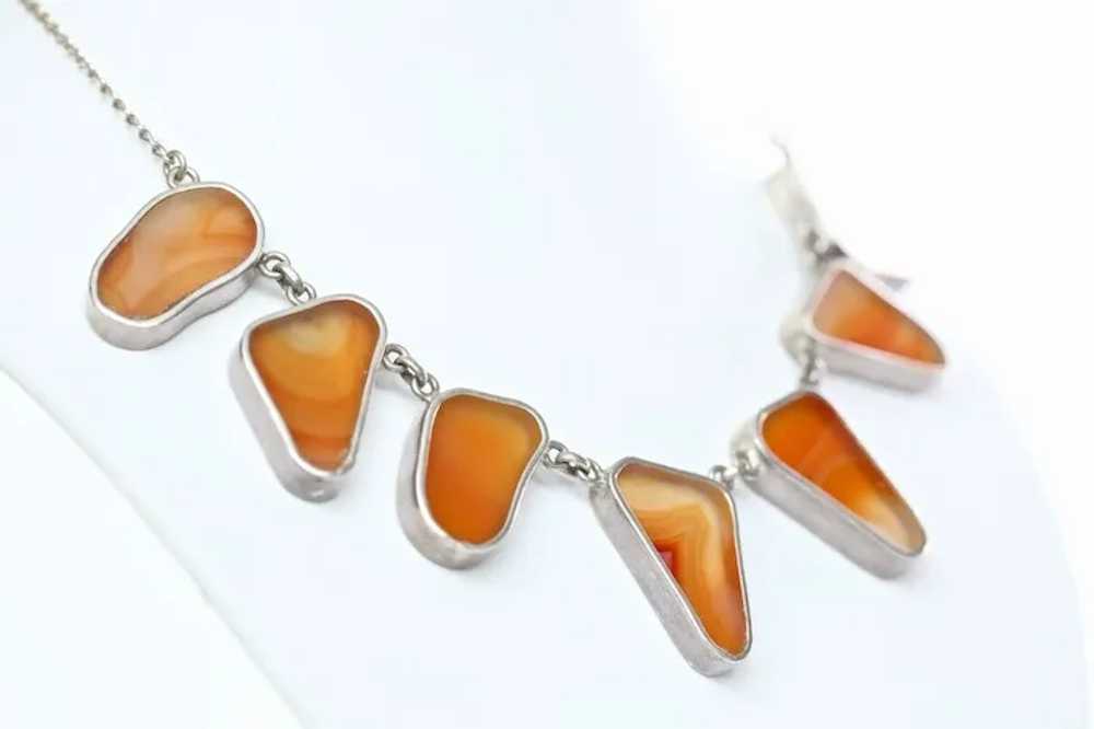 Sterling Silver .925 and Polished Agate Necklace … - image 3