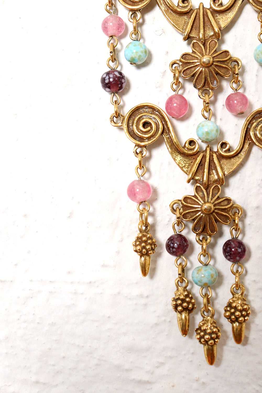 Glass Bead Gilded Statement Necklace - image 2