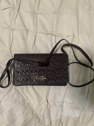 Coach Dark Maroon/brown coach cross body wallet ba