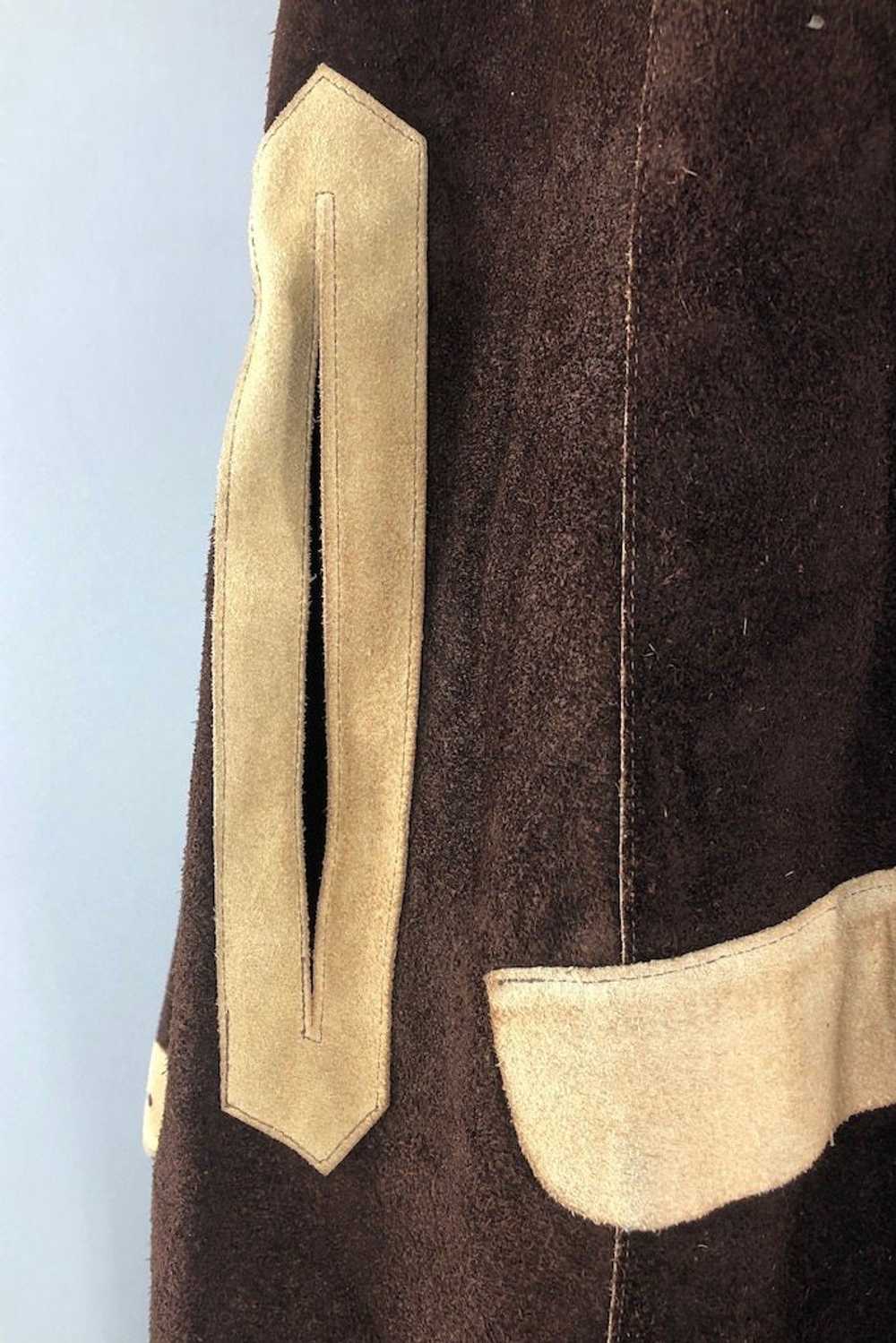 Vintage Suede Leather Cape Poncho Hippie Jacket - image 2