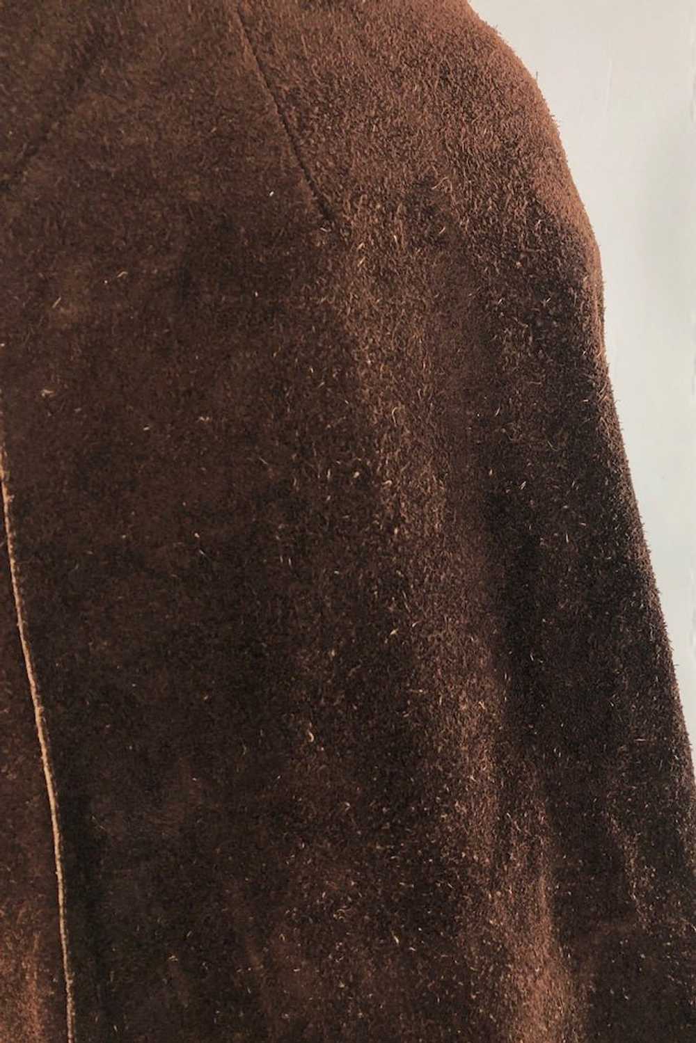 Vintage Suede Leather Cape Poncho Hippie Jacket - image 6