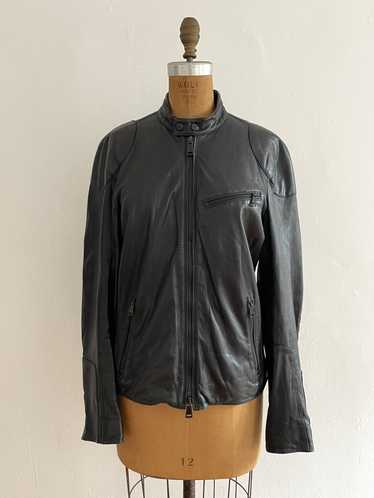 Ralph Lauren Black Label Black Lambskin Biker Jack