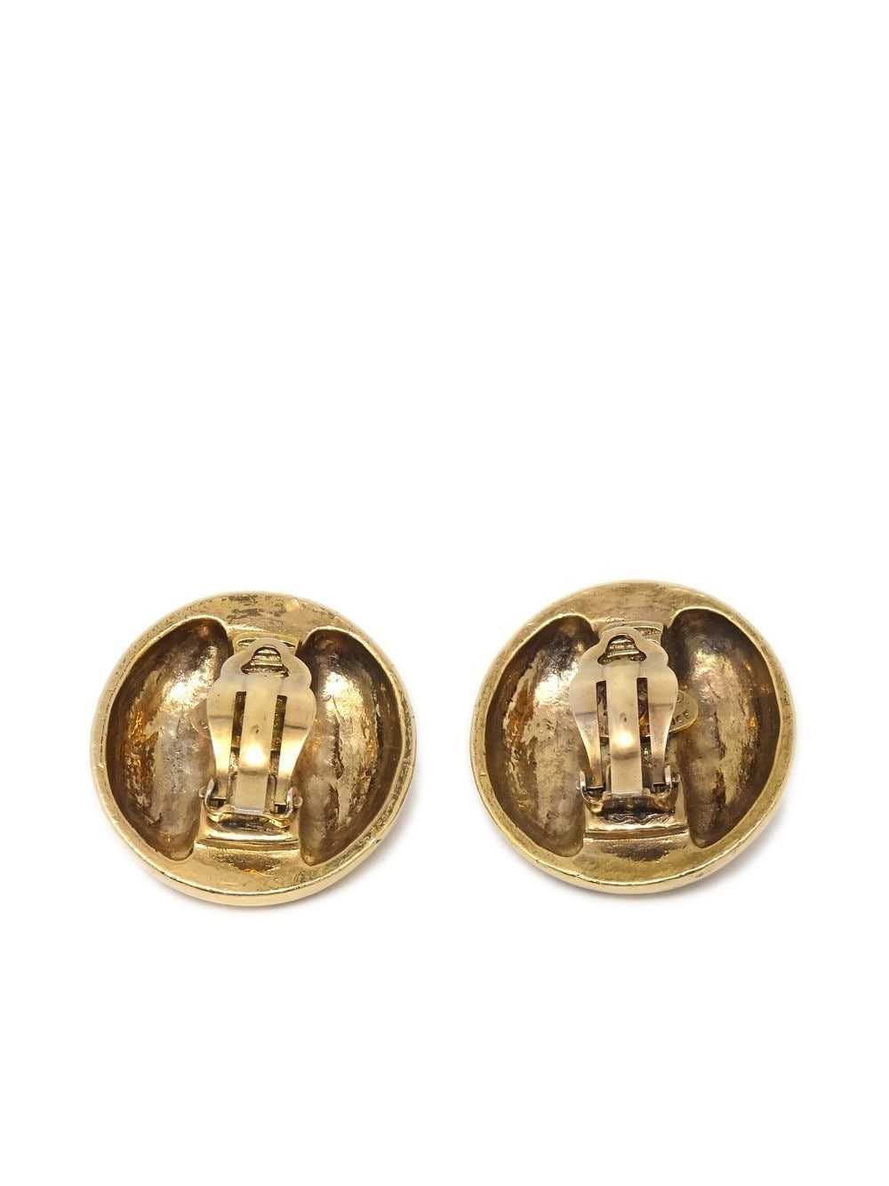CHANEL Pre-Owned 1988 CC crystal button clip-on e… - image 2