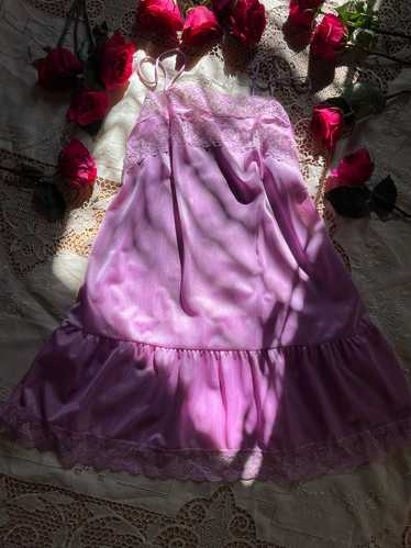 1970’s Vintage Lavender Purple Nylon and Lace Chem