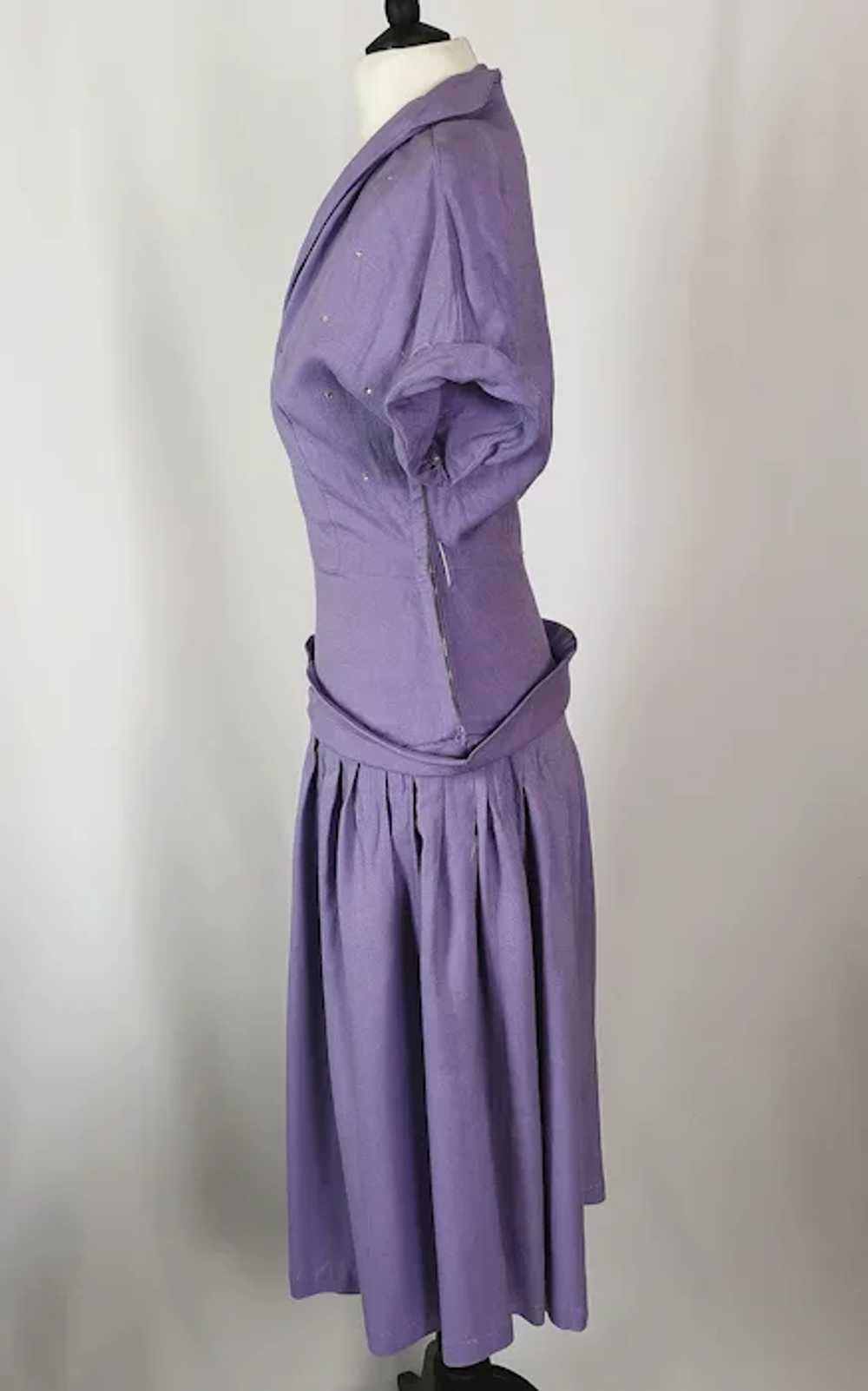 Vintage ladies 1940s dress, lilac, Diamante - image 10