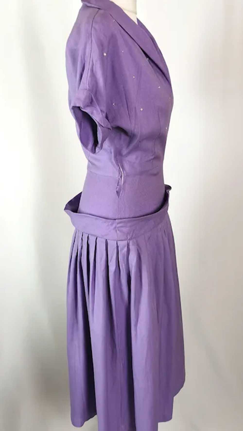 Vintage ladies 1940s dress, lilac, Diamante - image 4
