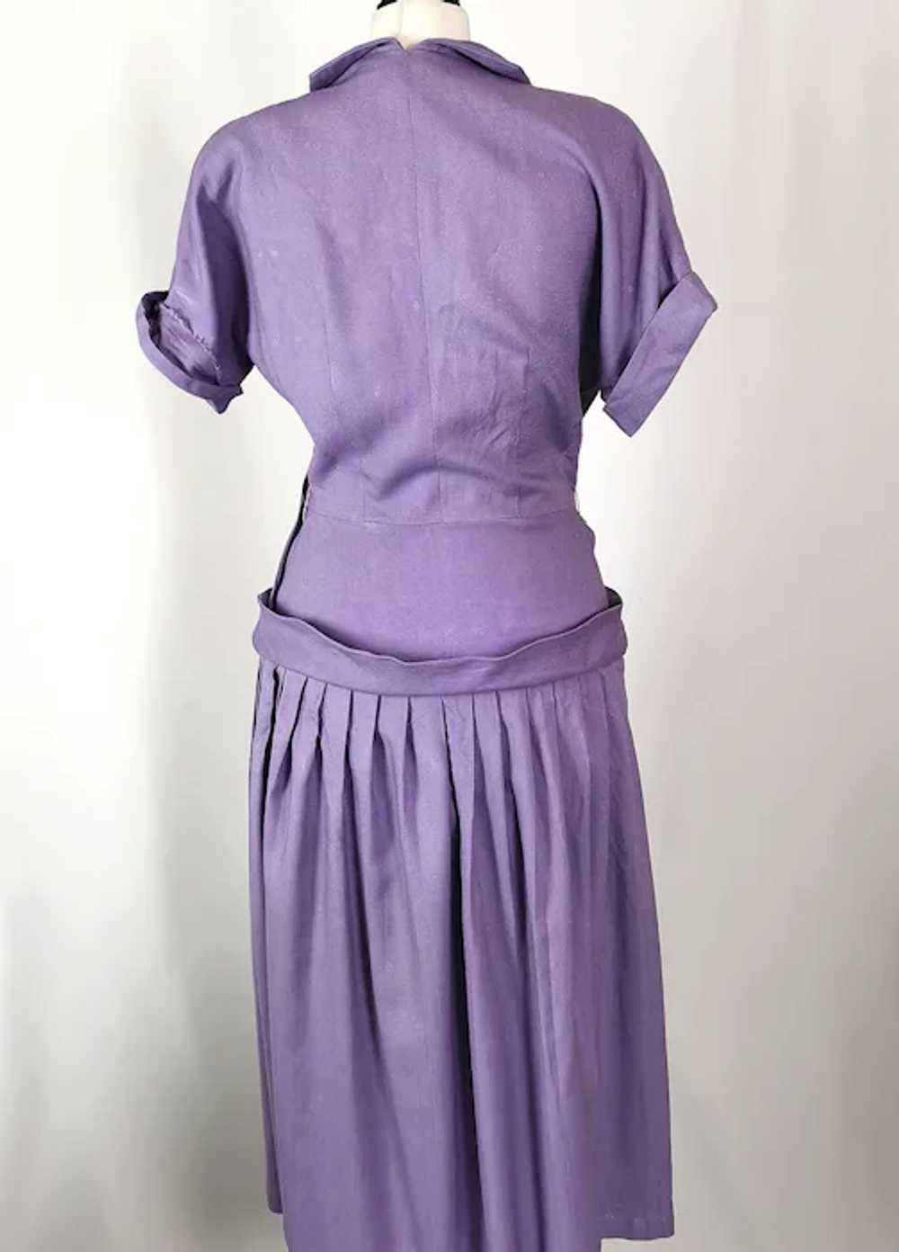 Vintage ladies 1940s dress, lilac, Diamante - image 6