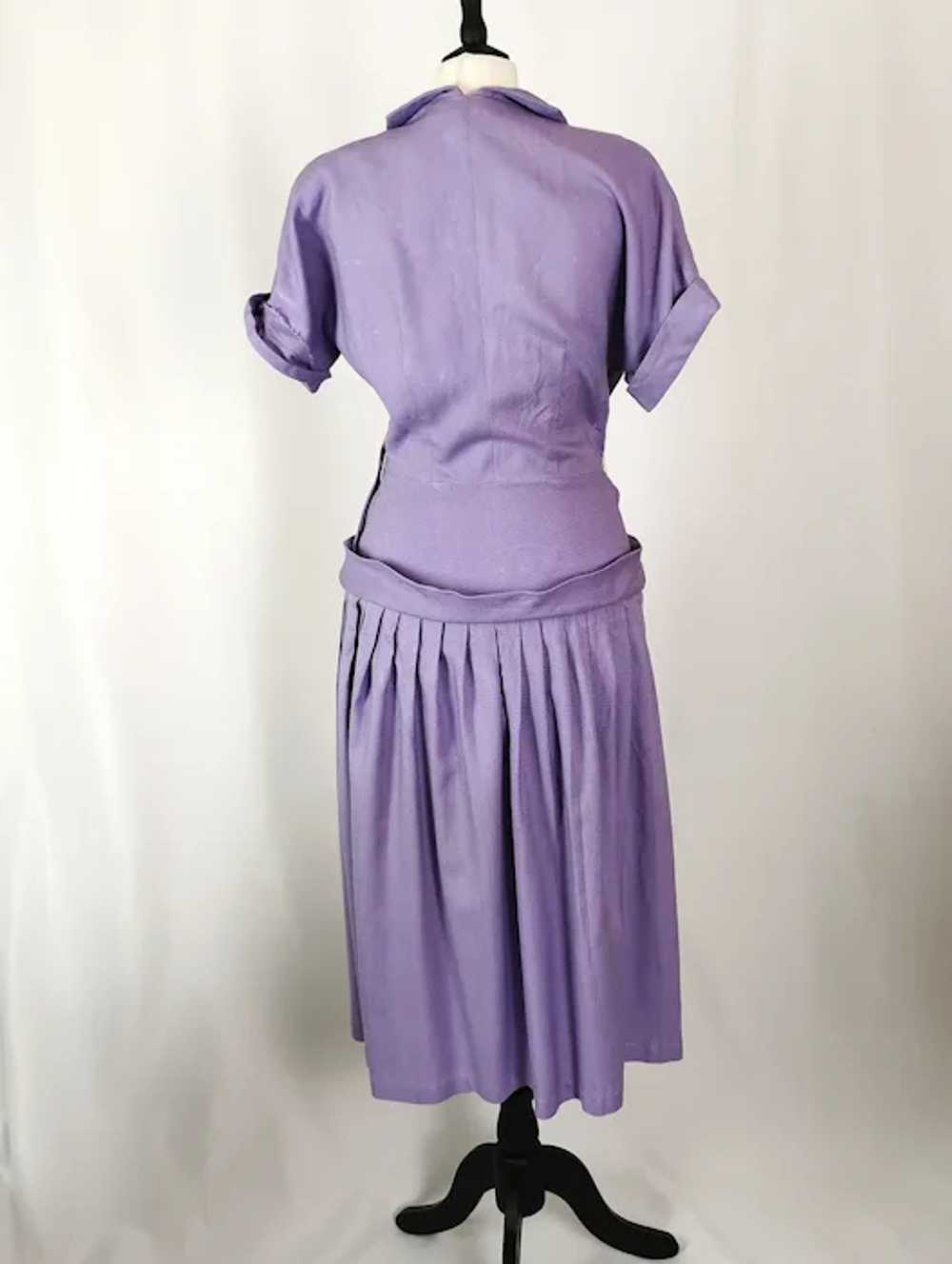 Vintage ladies 1940s dress, lilac, Diamante - image 7