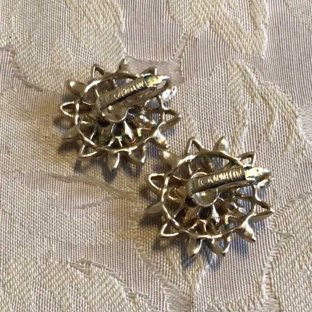 Gold Tone Sarah Coventry Floral Clip Earrings - image 4