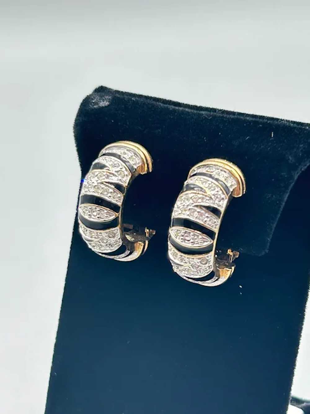 Vintage Carolee Signed Clip On Earrings Rhineston… - image 3