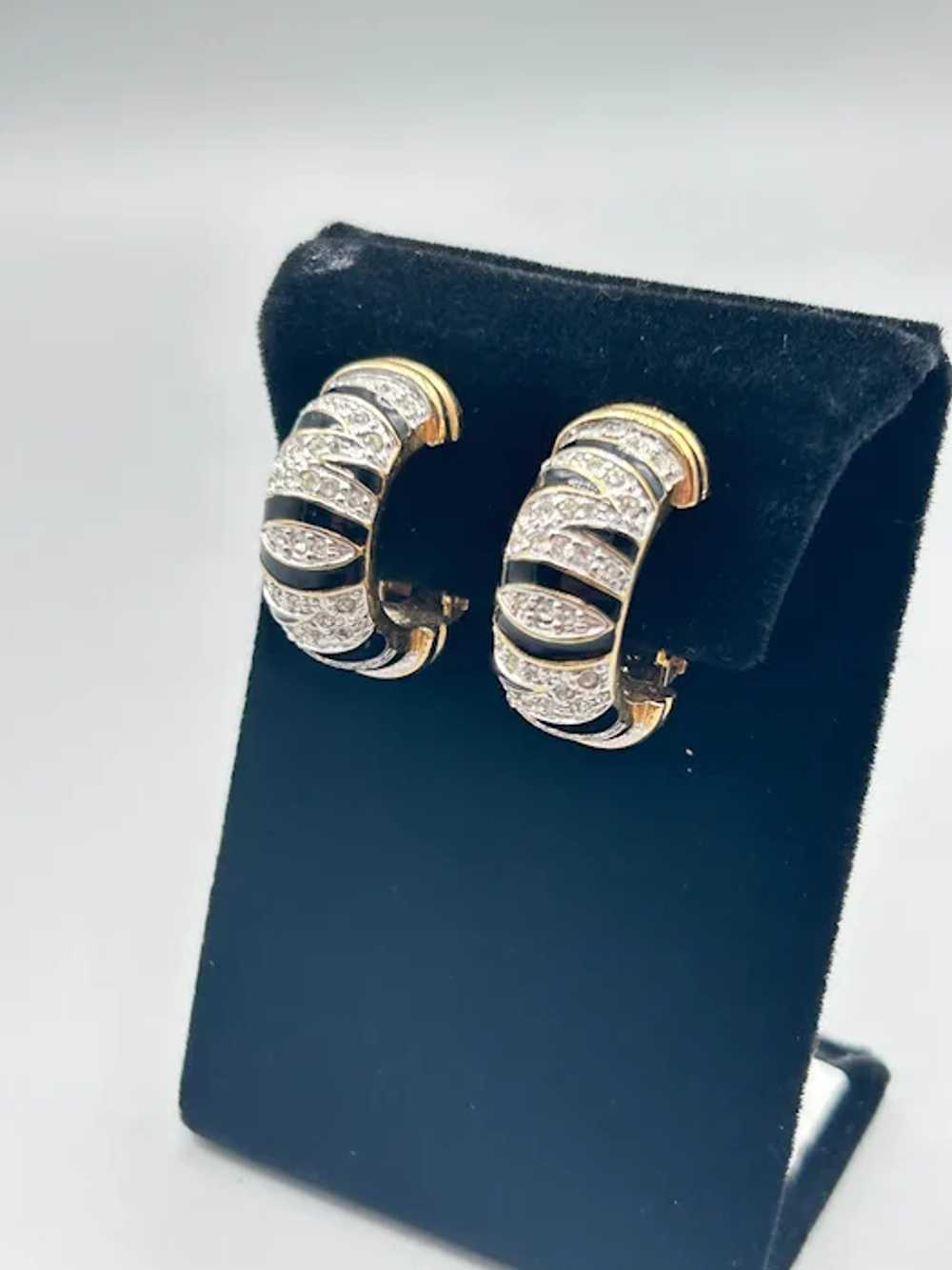 Vintage Carolee Signed Clip On Earrings Rhineston… - image 4