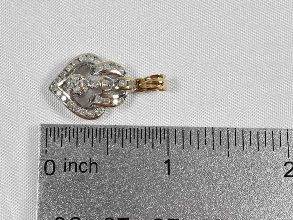 Vintage 10k Yellow & White Gold Diamond Pendant, … - image 6