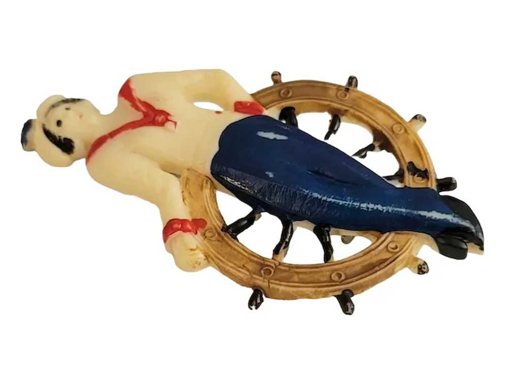 Vintage Plastic Nautical Ship Wheel Figural Sailo… - image 4