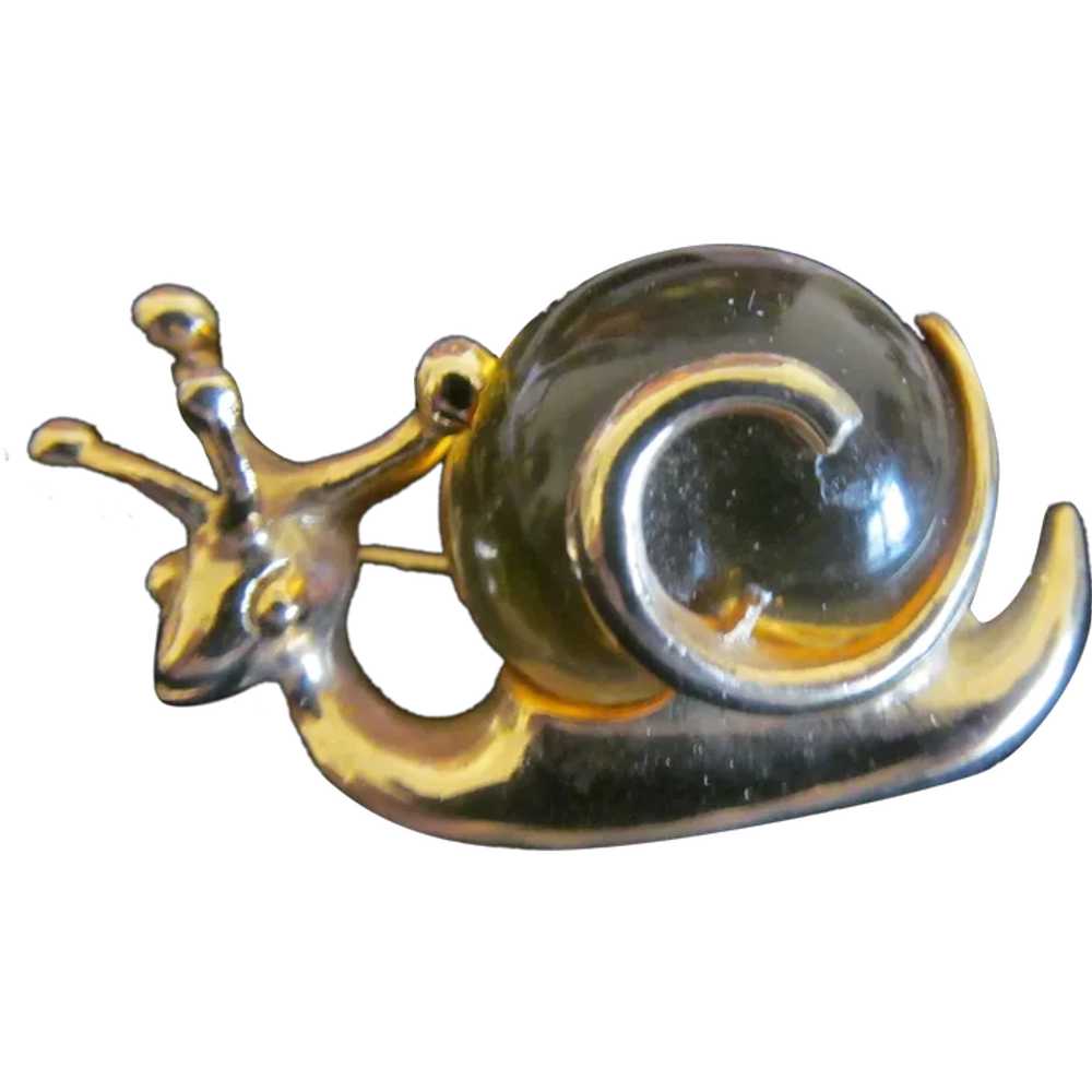 Very adorable Lucite or jelly belly snail marked … - image 1