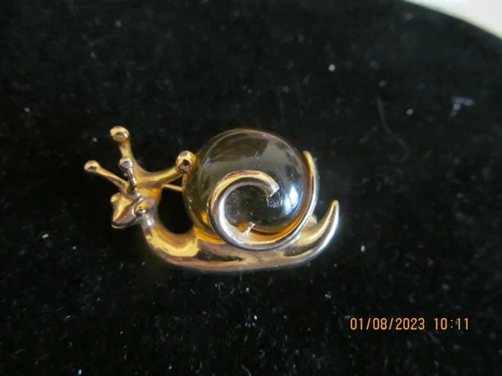 Very adorable Lucite or jelly belly snail marked … - image 2