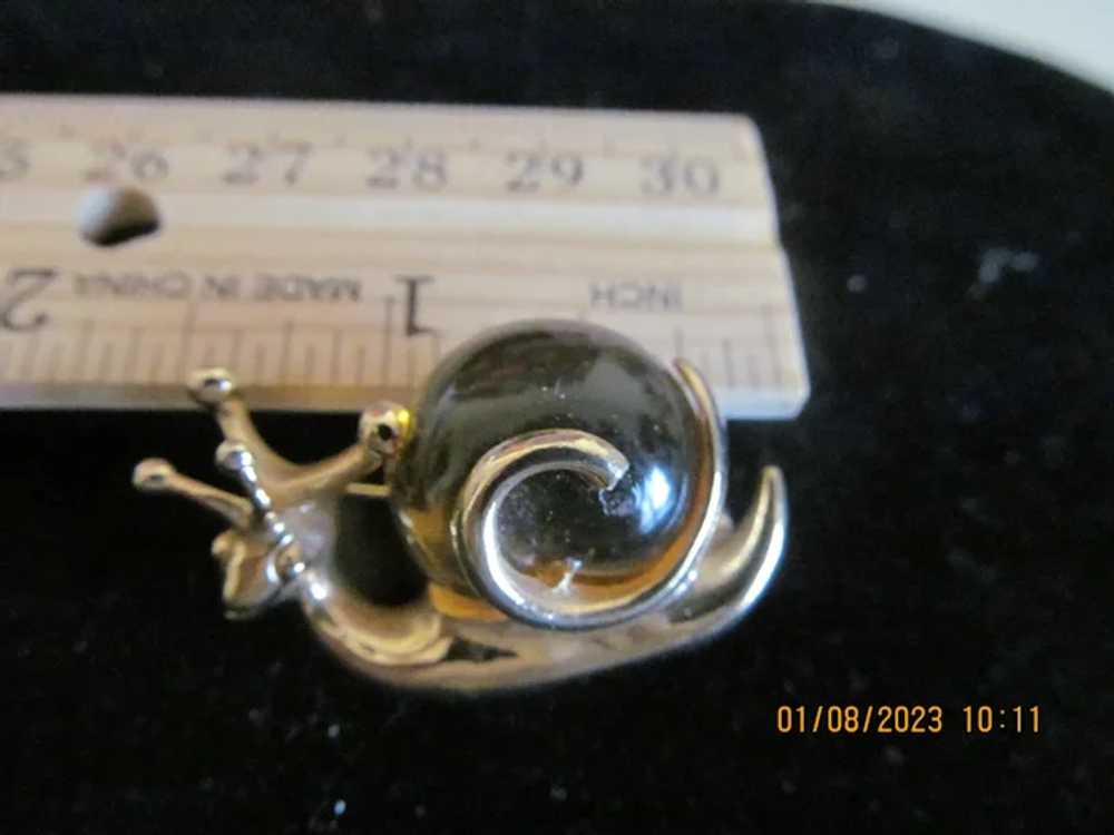 Very adorable Lucite or jelly belly snail marked … - image 4