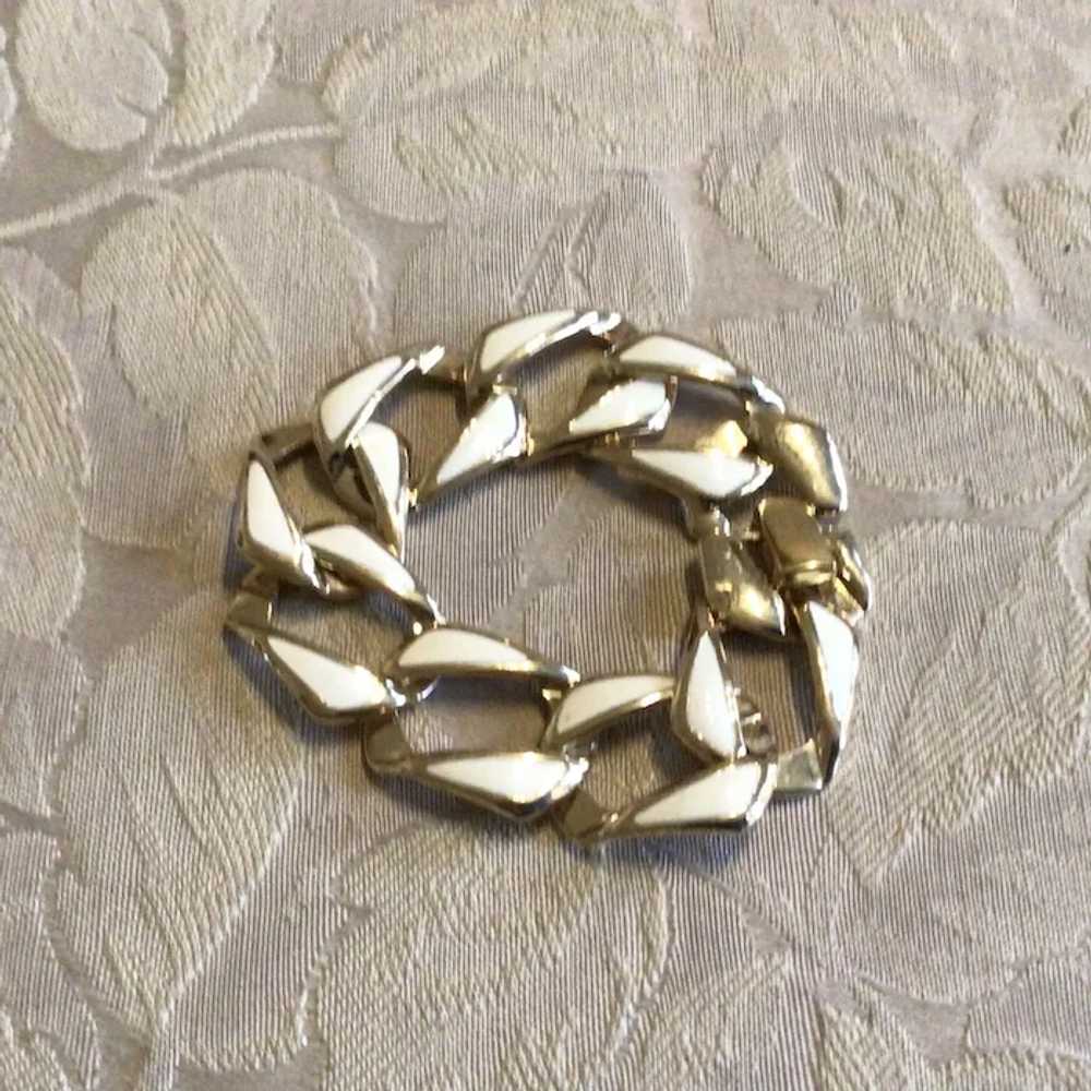 Gold Tone Enameled Napier Link Bracelet - image 2