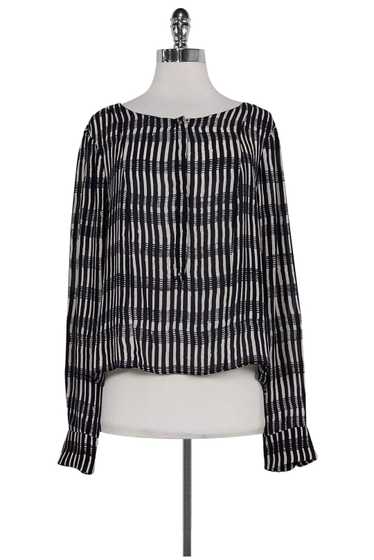 A.L.C. - Navy & White Striped Silk Top Sz L