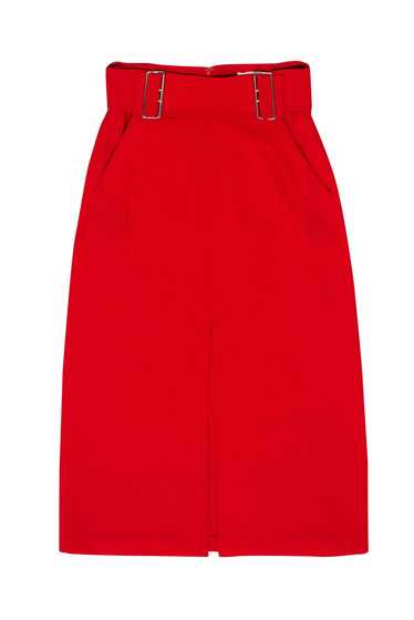 A.L.C. - Red Belted Midi Skirt w/ Front Slit Sz 6