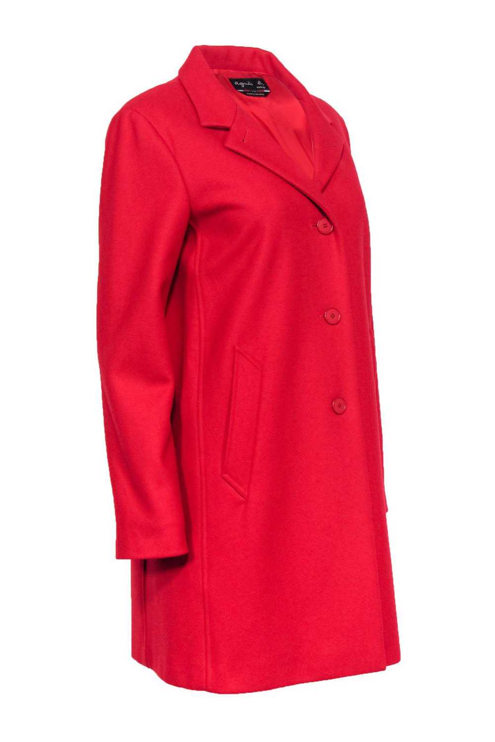 Agnes B. - Red Wool Blend Longline Coat Sz M - image 2