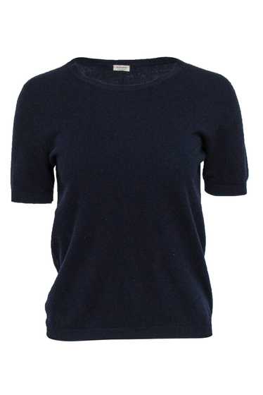 Agnona - Navy Short Sleeve Wool Blend Sweater Sz L