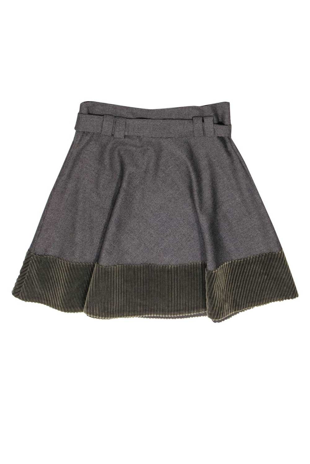Akris Punto - Brown Houndstooth Wool Skirt w/ Cor… - image 2