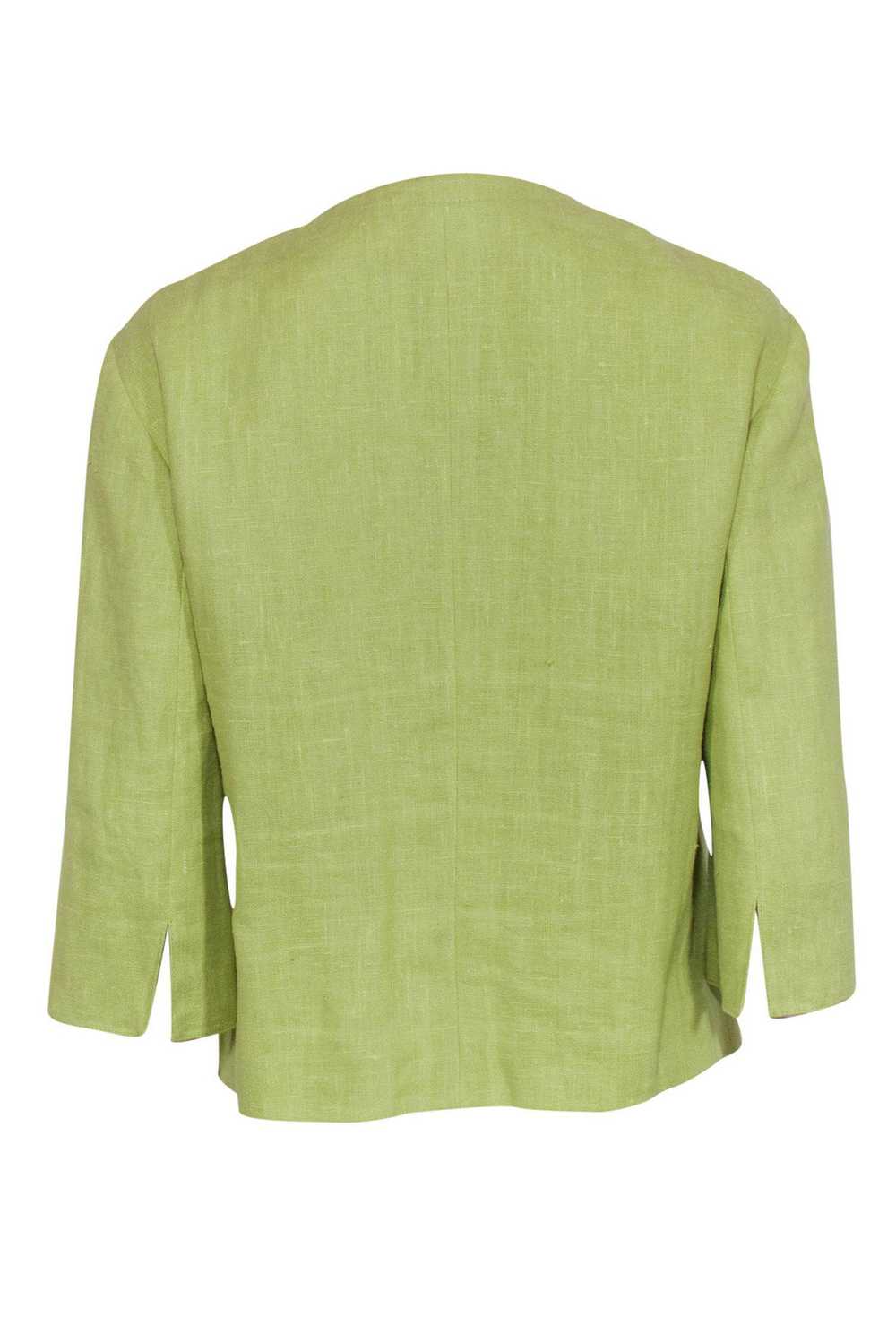 Akris Punto - Lime Green Crop Sleeve Linen Jacket… - image 3