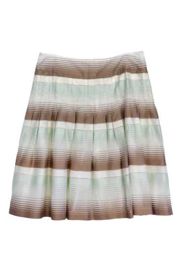 Akris Punto - Tan & Brown Striped Cotton & Silk Sk