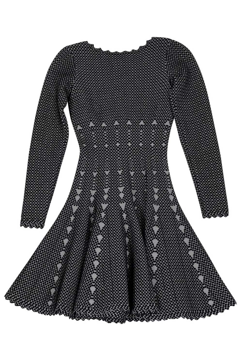 Alaia - Black & Grey Textured Flared Dress Sz 00 - image 1